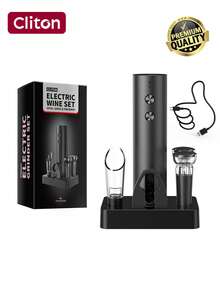 CLITON 1 chiếc/Bộ cổ điển/Tùy chọn bộ cơ bản: Máy mở nắp chai rượu điện tử dùng pin Lithium-Ion 500mAh, giao diện Type-C, có dao cắt màng bọc và đèn chiếu sáng - Bộ sản phẩm bao gồm bộ sạc, vòi rót, nút chặn và đế kiểu dáng đẹp - Máy mở nắp chai tiện lợi chỉ với một chạm, thích hợp cho quầy bar tại nhà - Món quà trang nhã lý tưởng cho Giáng sinh, sinh nhật, đám cưới, tân gia, Ngày lễ tình nhân. - Nhiều màu - Xem 16