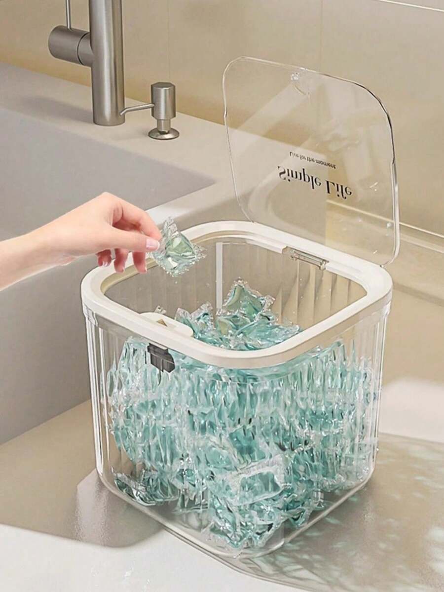 Laundry Detergent Storage Box With Lid, Large Capacity Storage Container For Laundry Detergent/Laundry Powder/Laundry Beads, Cleaning Supplies Organizer - Multicolor - View 1