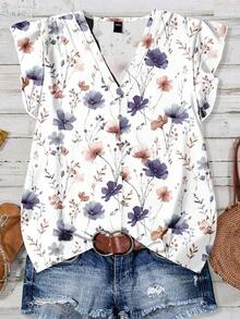 Camisa casual con estampado total para mujer, adecuada para vacaciones de verano - Multicolor 13 - Ver 1
