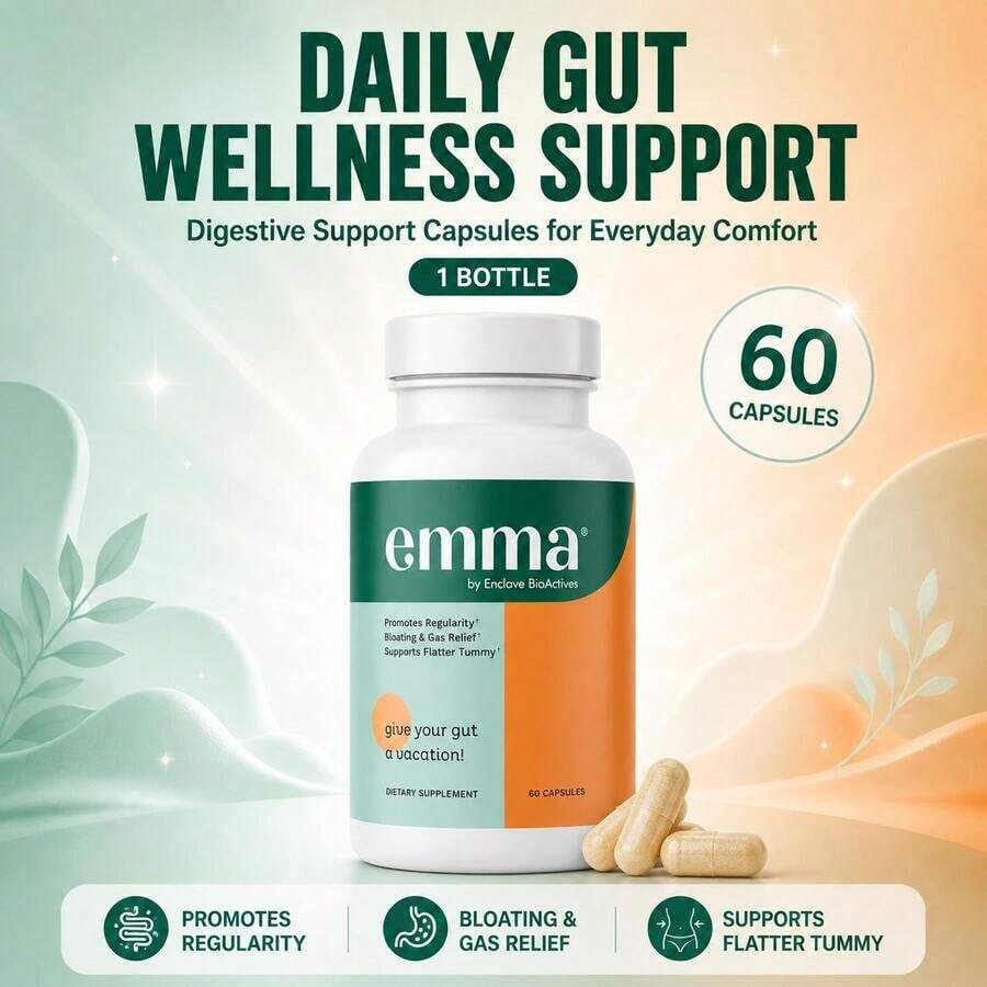 Premium Emma By Enclave BioActives Digestive Support Capsules, 60 Count, Bloating Relief & Daily Gut Regularity Support - 1 Bottle - View 1