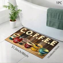 1pc Colorful Coffee Print Pattern Absorbent Mat/Drying Mat For Coffee Maker, Dishes - Absorbent Polyester Desktop Protective Mat With Rubber Anti-Slip Pad, For Kitchen Counter Decor, Home Bar And Dining Table - Multicolor - View 9
