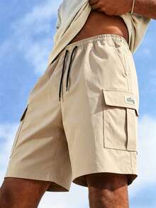 1 buah Celana Pendek Kargo Longgar Kasual Fashion Ukuran Besar Pria untuk Olahraga Luar Ruangan, Panjang Sedang - Khaki - View 2