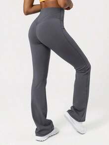 2026 Sodalemon Women's Black Slim Fit Flared Yoga Sweatpants For Spring - 灰色的 - 查看 6