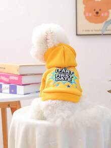 1 pieza Ropa para mascotas, Lindo atuendo para perros/gatos pequeños, Serie de sudaderas cómodas, Diseño de explosión de trasero, Adecuado para primavera y otoño - Amarillo - Ver 2