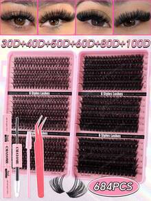 Bộ nối mi 720 sợi, độ cong D 8-16mm 10D-150D, mi đơn, bao gồm keo dán mi, nước tẩy trang, bút kẻ mắt, dụng cụ uốn mi. Mi giả tự nhiên, siêu dày, giúp mi dài hơn, cực mềm, có thể tái sử dụng, thích hợp cho sử dụng hàng ngày, lễ hội và đám cưới. - Hồng - Xem 6