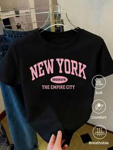 Camisetas manga corta mujer crew neck T-shirt Camiseta de manga corta de moda para primavera y verano de 2026, hecha en México, 180 gramos. Estampado de dibujos animados, modelo de pareja, apta para uso interior o exterior. Cuello redondo, unisex, ideal para oficina y ocio. Paquete de una pieza. - Negro - Ver 2