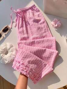 Pantalones a rayas rosas para mujer, vacaciones de verano - Rosa 3 - Ver 12