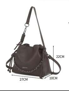 Women's Bucket Bag With Crossbody Chain Strap - Casual And Versatile Style - Coffee - View 3