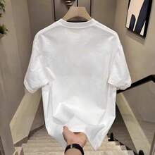 Camiseta minimalista de estilo americano, moderna y de algodón puro de primera calidad, con estampado personalizado elegante, camiseta de manga corta versátil de cuello redondo para hombre, ideal para el verano. WGJK - 200 g de algodón puro - negro - Ver 4