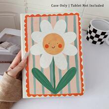 1pc Smiling Daisy Print 360° Rotatable Protective Tablet Case ,Multi-Angle Magnetic Stand Cover With Auto Sleep/Wake Function, Compatible With IPad PRO/AIR, Compatible With SAMSUNG,Compatible With XIAOMI Pad 5/6/7,Compatible With Huawei Matepad - Multicolor - View 4