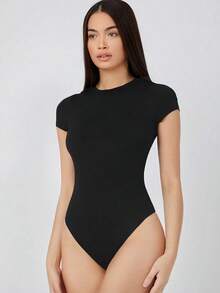 BASICS Body ajustado de color liso - Negro - Ver 6