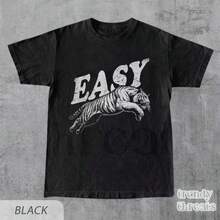 Printed T-Shirt For Men And Women - 黑色 - 查看 1