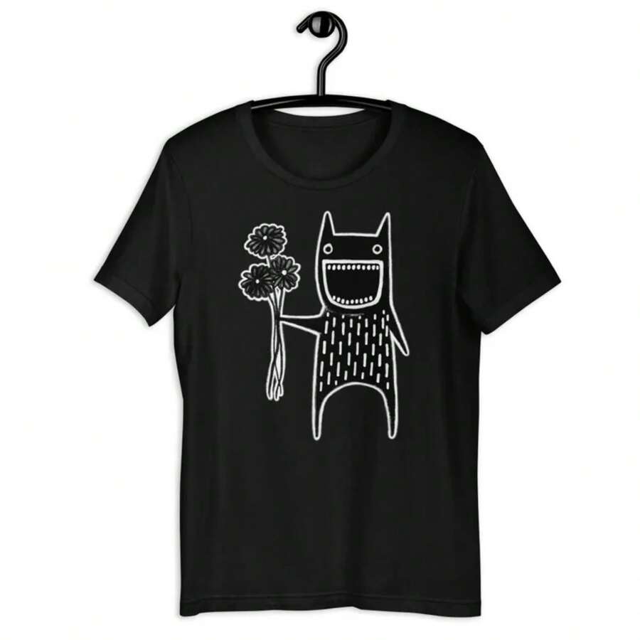Camiseta impresa para hombres y mujeres - Negro - Ver 1