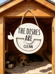 1pc Round Wooden Pet Door Sign, Creative Cat Dog Home Decor For Indoor And Outdoor - A - View 5