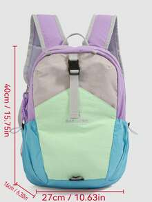 1 pieza Mochila de bloques de color tipo macaron, minimalista y de moda, ligera y de gran capacidad, mochila de almacenamiento multifuncional para niños adecuada para estudiantes, viajes cortos, actividades al aire libre, unisex, gran regalo para vacaciones - Multicolor - Ver 3