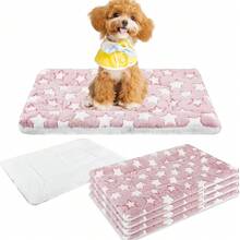 1pc Soft Pet Bed Cushion, Cute Star Print Washable Cage Mat Suitable For Small/Medium/Large Dogs, Double-Sided Plush Cat Bed Mat, Grey - Multicolor - View 9