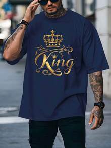 Men's Crew Neck T-Shirt, 100% Cotton, Graphic Print, Breathable And Lightweight Fabric, Machine Washable, Casual Style Ideal For Everyday Wear, Outings And Dates All Year Round - 酒紅色 - 查看 5