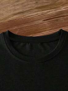 Women's Short Sleeve T-Shirt - Casual Short Sleeve T-Shirt With Bow, Pencil, Notebook, Apple, And Teacher-Themed Prints, Breathable Polyester Fiber, Casual Fashion Daily Top, Machine Washable, Round Neck, Travel Summer Shirt, Modern Lightweight Style, Women's Summer Shirt Essential. Soft Fabric T-Shirt For Summer - 黑色 - 查看 5