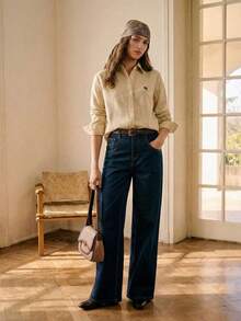 Blusa de mujer con ribete de encaje de color contrastante y cintura ajustable, adecuada para oficina, viajes, negocios, lugar de trabajo, ocasiones sociales, ceremonia de graduación, elegante transporte urbano, uso casual diario, estilo retro de los 90, invitada de boda, dama de honor, anfitriona, salir, citas, fiestas, reuniones, viajes de ocio, festivales de música en el campo, atuendo sencillo, brunch, té, atuendo de aeropuerto - Blanco - Ver 9