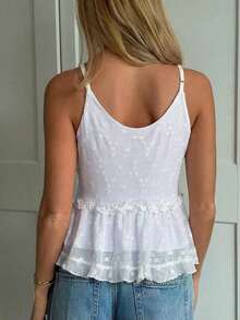 Camiseta casual y versátil con volantes y lazo delantero, ideal para citas y fiestas - Blanco - Ver 2