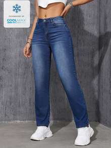 ICON Jeans De Pierna Recta Lavados Para Mujer - Azul lavado oscuro 3 - Ver 1
