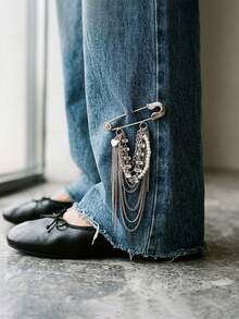 1 pieza Elegante broche/imperdible vintage de lujo con perlas y borlas geométricas, adecuado para negocios, ocasiones formales, festivales y fiestas, se puede combinar con chaquetas de traje, camisas, vaqueros, vestidos, zapatos, bolsos - Plateado - Ver 2