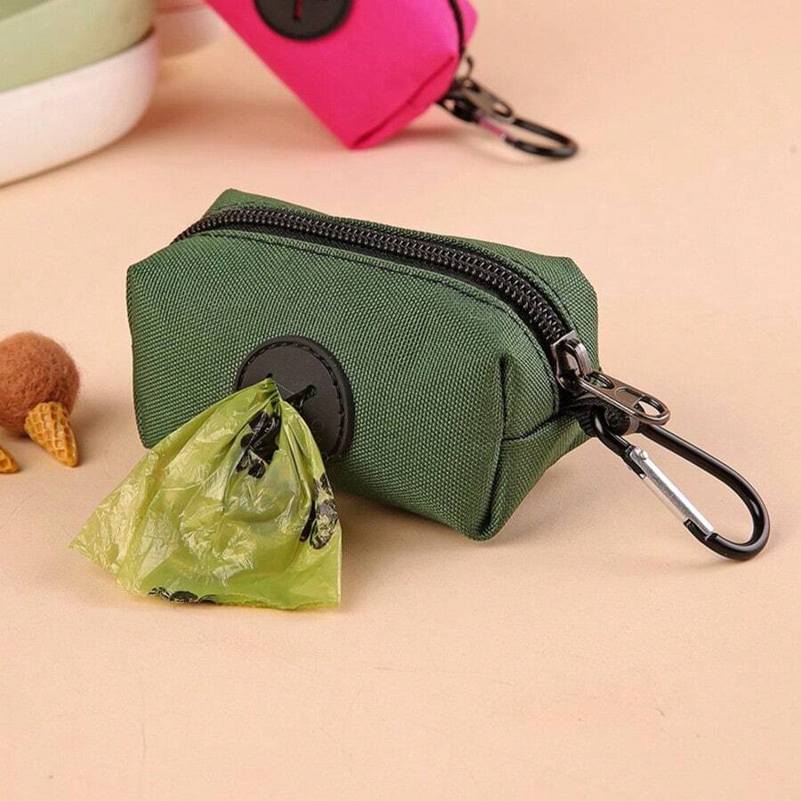 Outdoor Dog Walking Poop Bag Holder, Pet Waste Bag Dispenser With Clip, Portable Canvas Dog Poop Bag