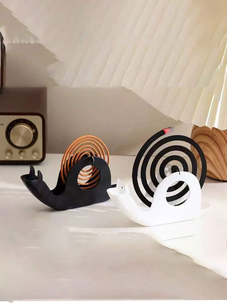 1 Giá đỡ nhang muỗi hình ốc sên, khay nhang muỗi sáng tạo dùng trong gia đình, khay nhang muỗi chống bỏng bằng nhựa màu gỗ đàn hương, giá đỡ chống cháy.