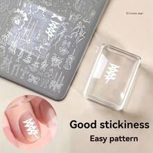 Bộ 2 khuôn dập silicon hình vuông + dụng cụ gạt, khuôn dập móng nghệ thuật bằng silicon trong suốt, dụng cụ dập móng nghệ thuật - Nhiều màu - Xem 5