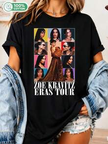 Zoe Kravitz Era Tour T-Shirt, Zoe Kravitz T-Shirt, Roberts Pattinson, Selina Kyle Zoe Kravitz T-Shirt, Zoe Kravitz Tribute T-Shirt - Black - View 6