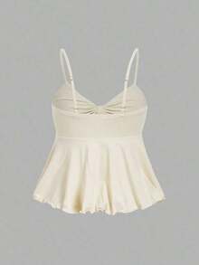 MOD Camisola de mujer con cordones de unicolor, multipaquete, estilo bohemio, adecuada para atuendos de playa, looks de vaquera occidental, blusas casuales, fiestas rave, festivales de música country - Marrón - Ver 4