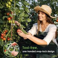 200pcs Multi-Purpose Plant Clips, Tomato Clips, For Climbing Plants, Plastic Grid Plant Support Clips, Suitable For Garden, Reusable Clips For Supporting Grape, Tomato Vines And Vegetable Plants, Keeping Plants Upright And Healthier - Dark Green - View 11