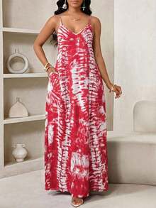 Lady Vestido largo con estampado de leopardo para mujer, estilo bohemio, sin espalda, holgado, vestido maxi suelto sin tirantes para cumpleaños, eventos, vacaciones, vestidos casuales, vestidos boho/bohemia/boho, top halter, ropa africana para mujer - Rojo - Ver 1