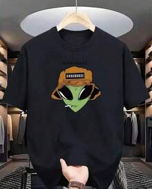 Oferta especial en tallas grandes: 1pc camiseta deportiva de manga corta y cuello redondo para mujer, 100 % algodón, de 180 g. Diseñada por un artista Y2K al estilo Bababask, ideal para el día a día, fiestas y todo tipo de celebraciones. Con un estampado de letras elegante y moderno, es perfecta tanto para regalar como para combinar en pareja, y se puede llevar en cualquier época del año. - Negro - Ver 7
