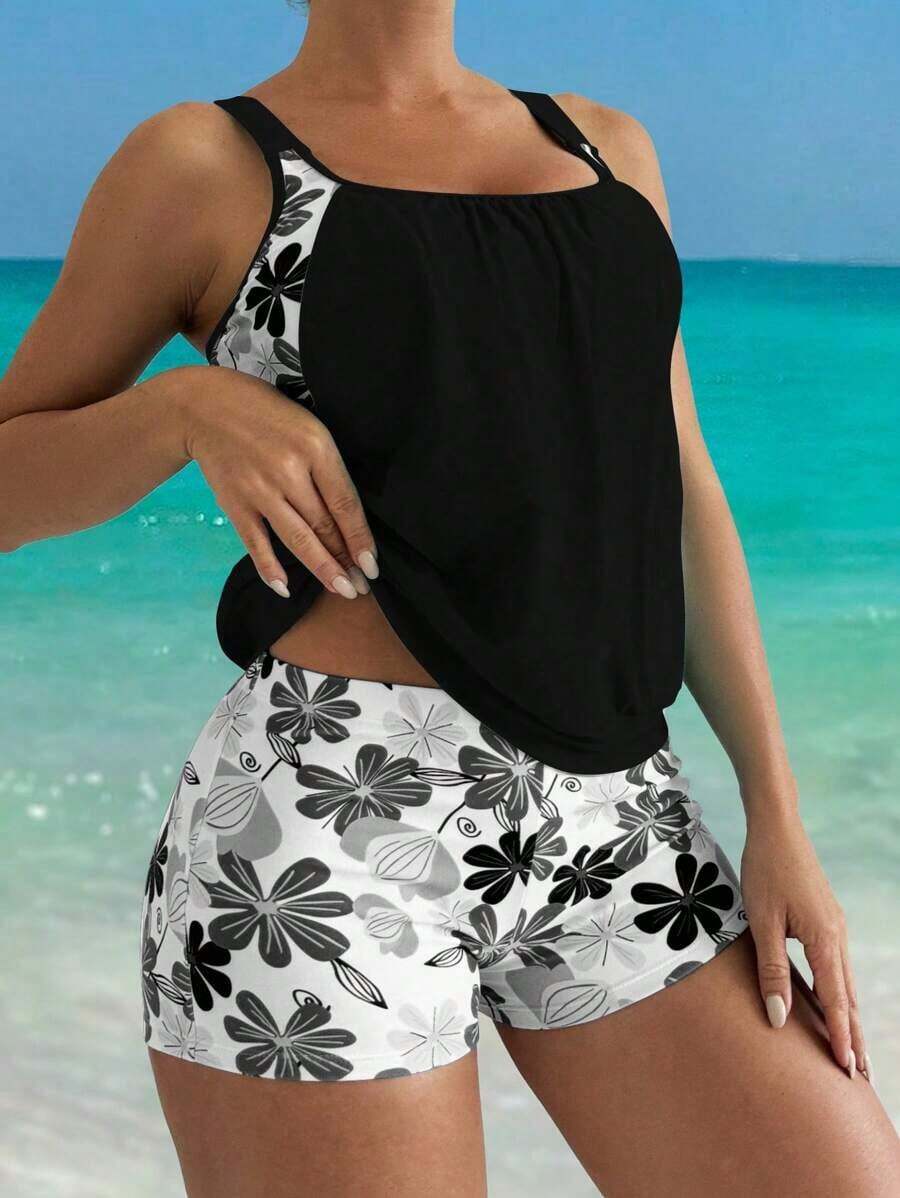 Swim Lushoire Set de 2 piezas de bikini con tirantes finos para la playa y resort de verano en oferta - Multicolor 3 - Ver 1
