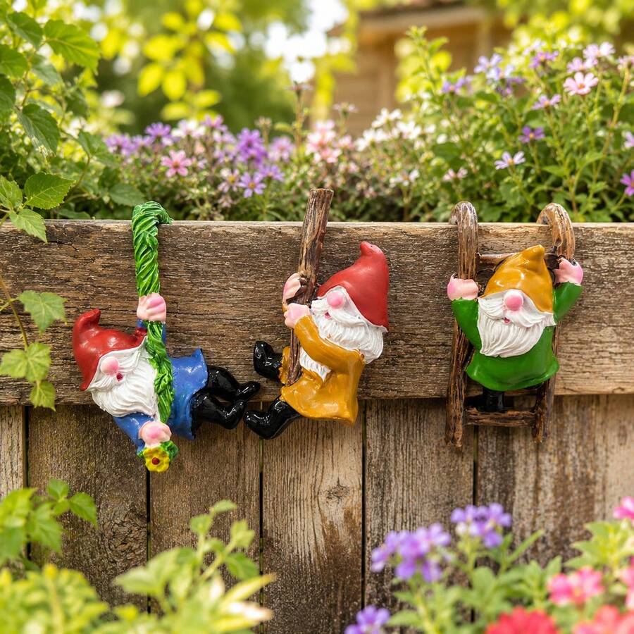 1 pieza/3 piezas Juego de decoración colgante de gnomo soñador, adornos para el alféizar de la ventana, decoraciones de escritorio, accesorios de estilo de cuento de hadas, figuritas caprichosas, esculturas artesanales duraderas, estatuas hechas a mano, figuritas en miniatura, muñecos de gnomo decorativos, regalos coleccionables soñadores - enanos - Ver 1