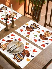 1pc Cartoon Style Linen Placemat, Breakfast Mat, Coffee Coaster, Bowl Pad, Kitchen Accessory, Easy To Clean Dining Mat, Suitable For Home, Restaurant, Dining Decor, Holiday Gift, Gift For Friends, Multi-Piece Set - Multicolor - View 6