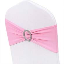 10pcs Elastic Chair Bows Ties With Round Buckle Sliders, Decorative Chair Back Ribbons For Wedding Party - Multicolor - View 11