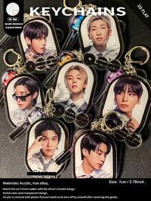K-Pop風格,RM,JIN,J-HOPE,JIMIN,V,JUNG/KOOK,ARMY,ARIRANG,壓克力鑰匙圈吊飾,個性化車用/卡片/包包掛飾,適合男士/女士,聖誕節,萬聖節,節日禮物 - 彩色 - 查看 1
