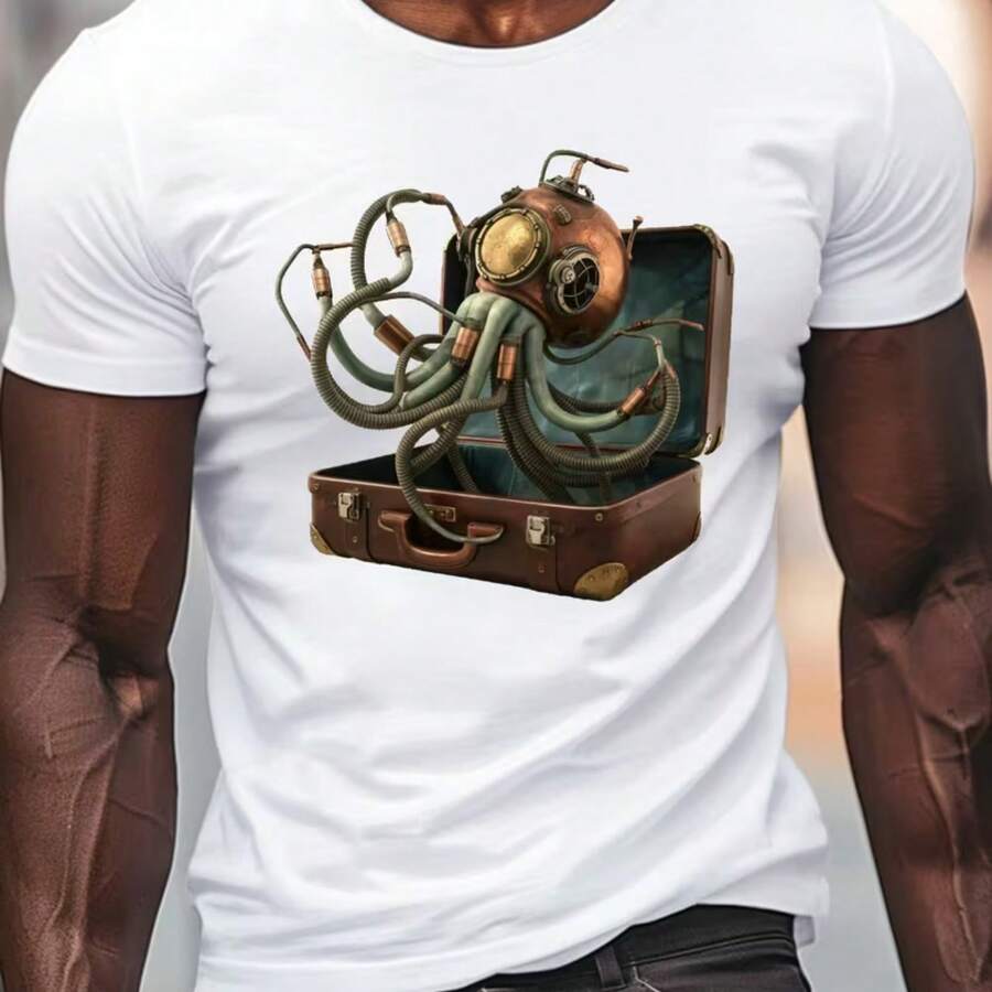 Printed T-Shirt For Men And Women - 白色 - 查看 1