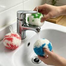 Bola de limpieza multifuncional, bola de limpieza de escritorio, cepillo de limpieza de inodoro, limpiador de superficies de baño, adecuado para lavabos, bañeras y lavamanos. Bola de limpieza reutilizable diseñada específicamente para lavabos y bañeras de baño, adecuada para la limpieza de lavabos - Multicolor - Ver 3