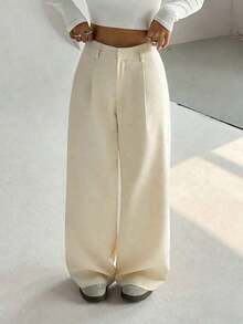 Pantalones anchos casuales elegantes y estilizadores de alta gama para mujer - Albaricoque - Ver 5