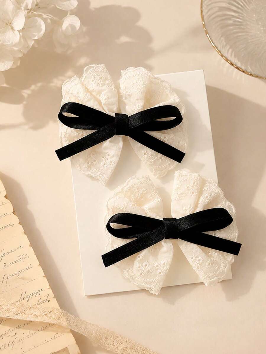 2pcs/Set Butterfly Hair Clips, Simple & Cute Girl's Hair Accessories - Black - View 1