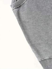 Fashionable Printed Creative Patterns, Women's Vintage Washed Cotton T-Shirt, 230 Grams Of Cotton, Round Neck, Short Sleeves, Unique Style, Machine Washable But Not Dry Cleanable, Suitable For Casual Wear In Spring And Summer, Women's T-Shirt, Halloween T-Shirt, Gift For Others. Minimalist Solid Color Design Fits Canadian Daily Casual Aesthetic - Grey - View 4