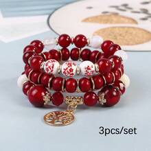 1 Set Of 3 Pieces Of New Summer Bohemian Style Beaded Bracelets, Fresh And Artistic, Multi-Color, Adjustable, Personalized Travel Tree Of Life Bracelets - Nhiều màu - Xem 10