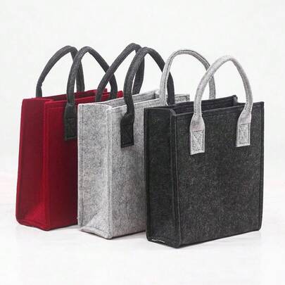 Felt Tote Bag, Portable Reusable Storage Handbag With Handle, Multi-Purpose For Shopping Work Office