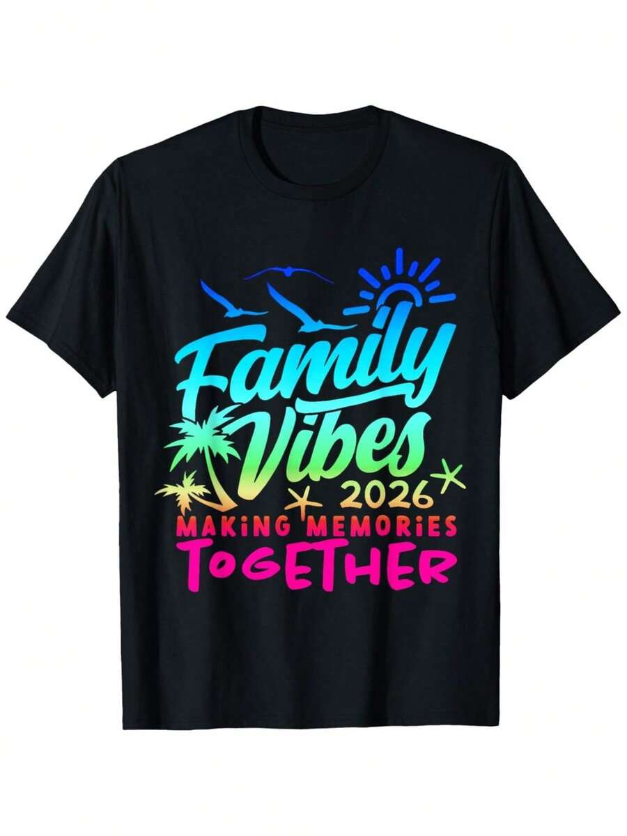 Camiseta para reunión familiar 2026, playeras de mujer,ideal para vacaciones y guardar recuerdos. Camiseta de hombre de corte cómodo con cuello redondo, ultra suave, transpirable y absorbente de humedad. Prenda casual básica y versátil para verano. Disponible en tallas S-2XL