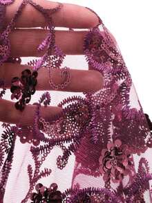 Vestido elegante de encaje de alta calidad con cintura ajustable, bordado, de estilo coreano suave y elegante - Morado - Ver 9
