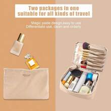 Travel Makeup Bag Cosmetic Bag Makeup Bag Toiletry Bag For Women And Men (Beige) - Màu be - Xem 6