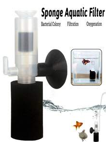 1件裝小型超薄水族過濾器，靜音潛水式增氧過濾器，3合1水族氧氣海綿過濾器，水族用品，多功能魚類配件，超靜音透明外掛式水族過濾，適用於各種尺寸魚缸 - A型 - 查看 2